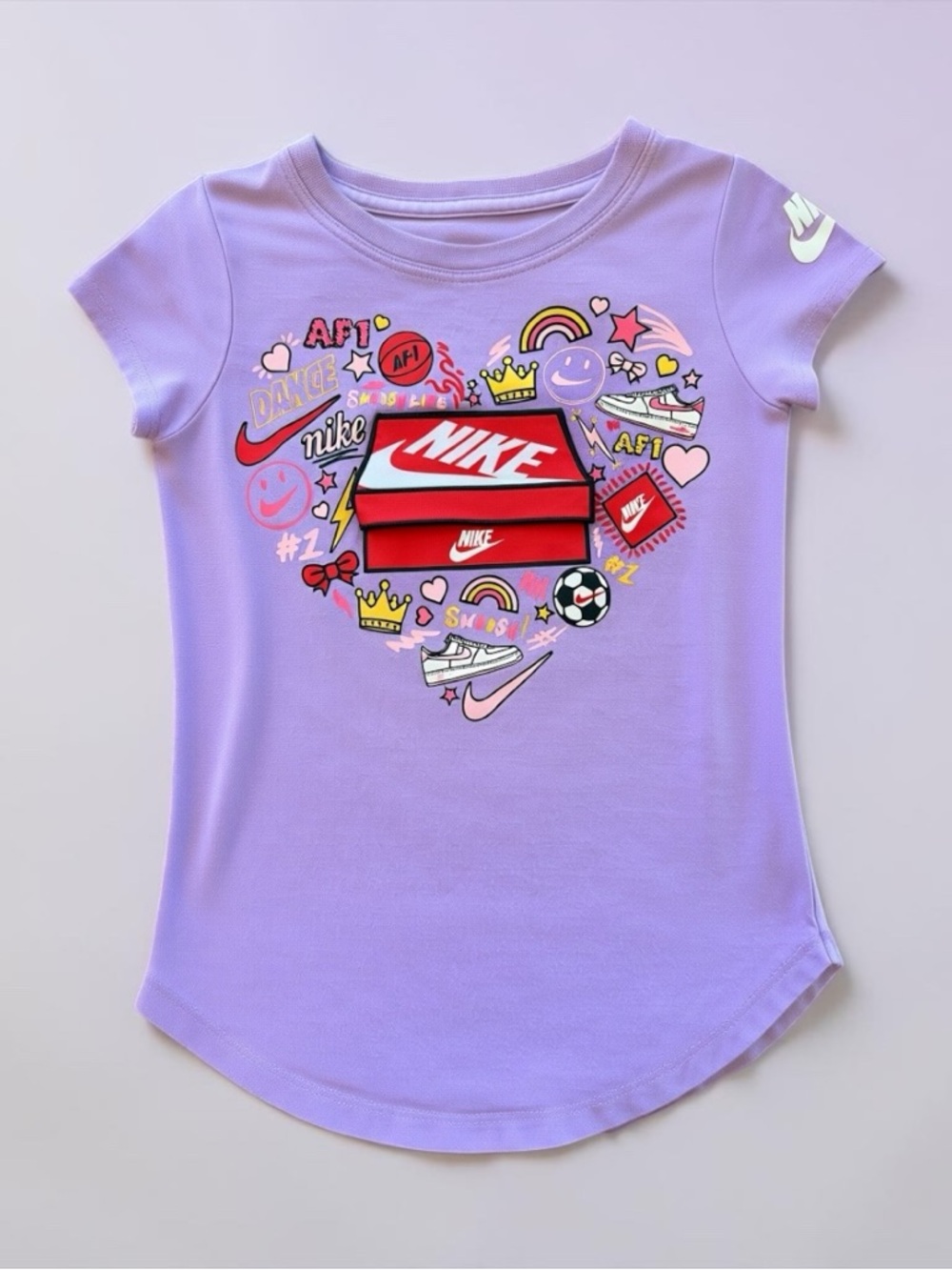 Nike Girls Graphic Tee XS 4 Purple Just Do It Shirt Cute